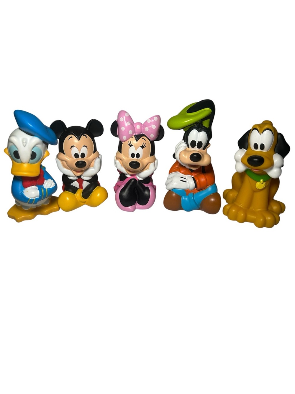 Vintage lot of 5 Disney Bath Toys 1985 Mickey Minnie, Donald, Goofy, Pluto